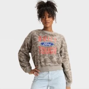 Ford Vintage Kahaki Camouflage Graphic Sweatshirt Size Medium